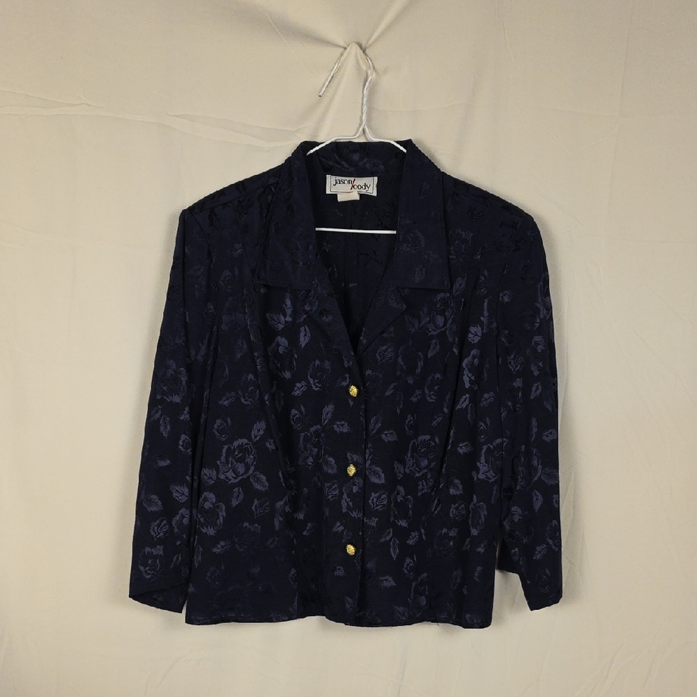 Vintage Jason Cody Women's Blue Floral Jacket